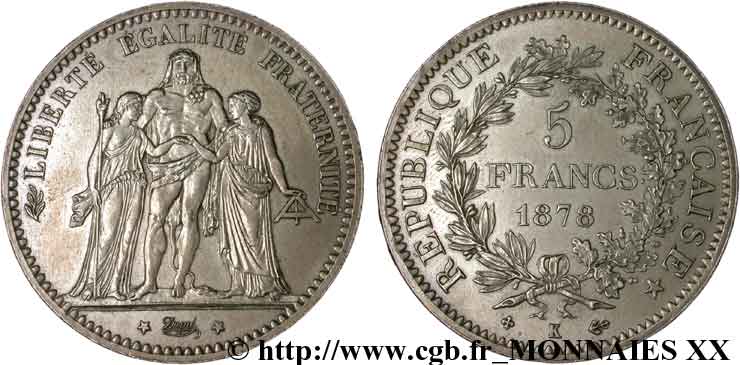 5 francs Hercule 1878 Bordeaux F.334/23 fST 