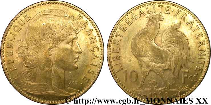 10 francs Coq 1908 Paris F.509/9 BB 
