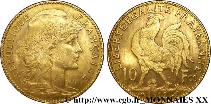 10 francs Coq 1912 Paris F.509/13 MBC 