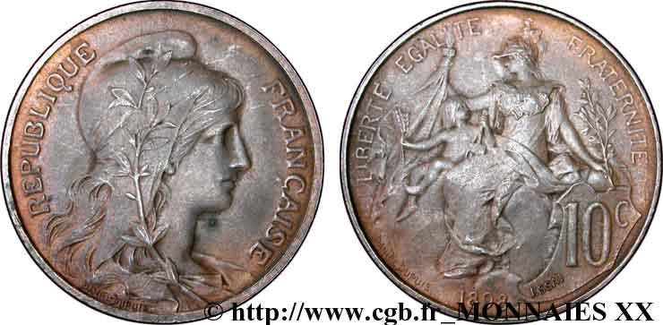 Essai de 10 Centimes Daniel-Dupuis en bronze 1898 Paris F.136/2 AU 
