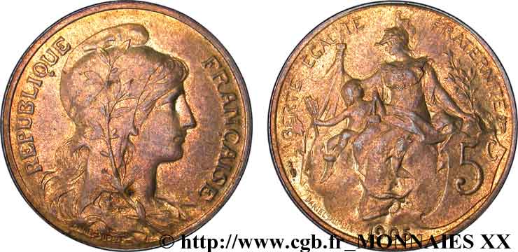 5 centimes Daniel-Dupuis 1905  F.119/15 AU 