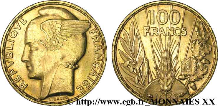 100 francs or, Bazor 1936 Paris F.554/8 EBC 