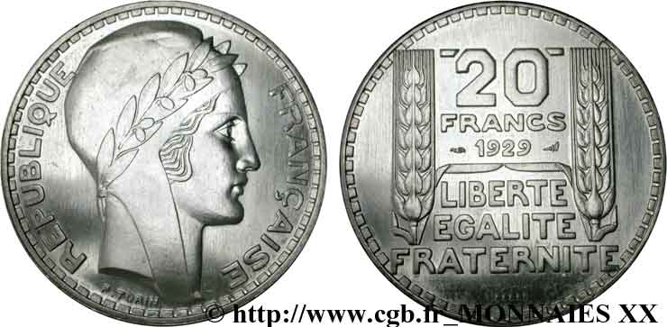 Essai - piéfort de 20 francs Turin 1929 Paris F.400/1P fST 