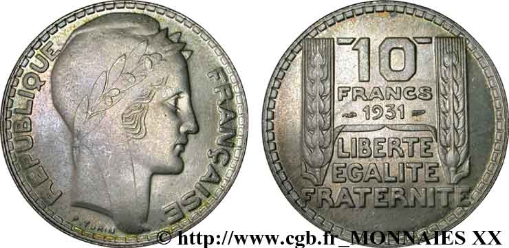 10 francs Turin 1931 Paris F.360/4 fST 