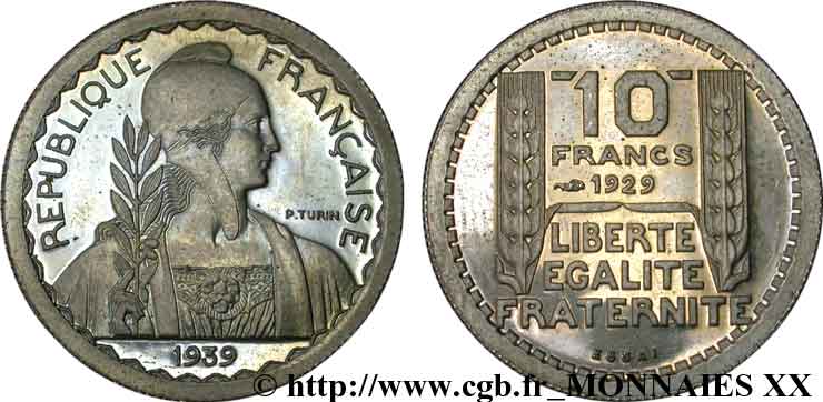 Essai de 10 francs Turin, petit module n.d.  Maz.2606 e fST 