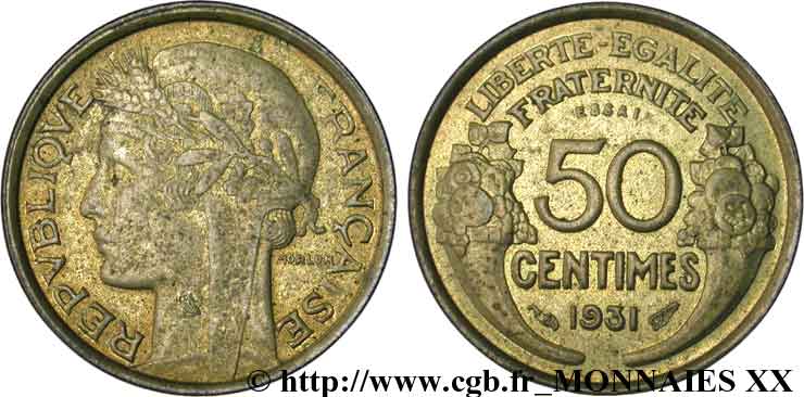 Essai de 50 centimes Morlon 1931 Paris F.192/1 XF 