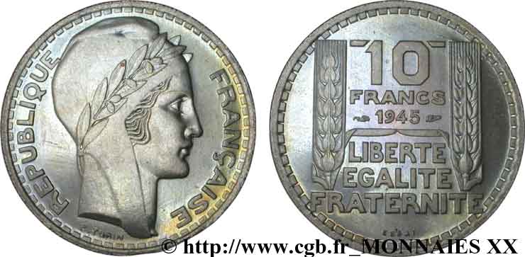 Essai de 10 francs Turin, grosse tête 1945 Paris F.361/1 MS 