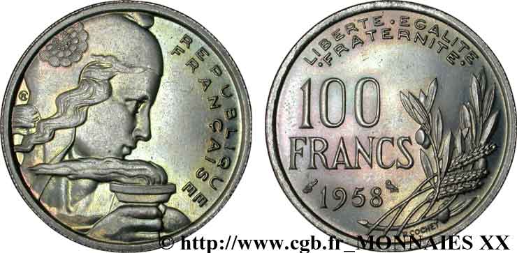 100 francs Cochet, chouette 1958 Paris F.450/13 SC 