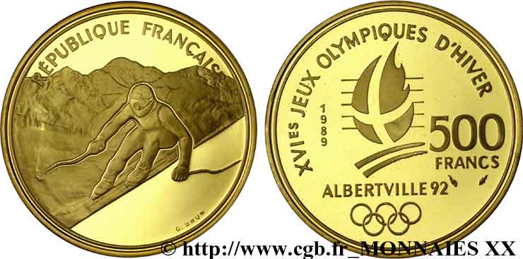 500 francs or Albertville, ski alpin n.d. Pessac F.1801 1 FDC 