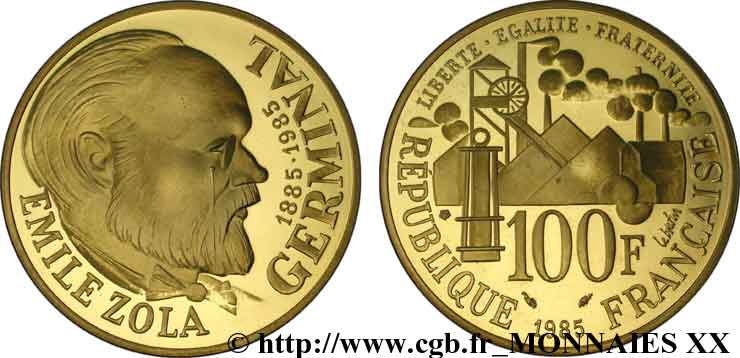 100 francs or Émile Zola 1985 Pessac F.1601 1 FDC 