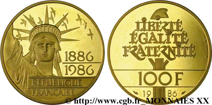100 francs or statue de la Liberté 1986 Pessac F.1602 2 ST 