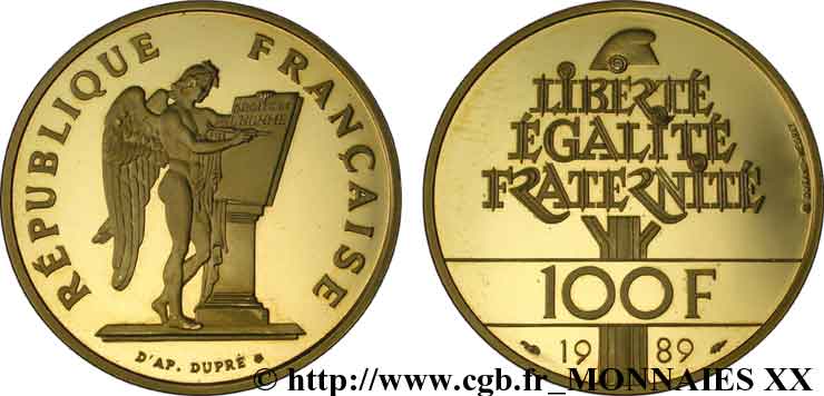 100 francs Droits de l Homme BE en or 1989 Pessac F.1605 1 ST 