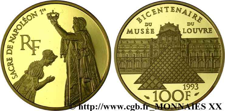 100 francs or, Sacre de Napoléon Ier 1993 Pessac F.1625 1 FDC 