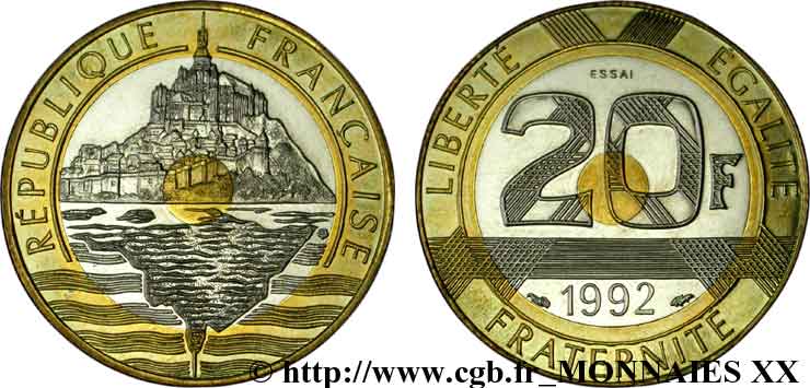 Essai 20 francs Mont Saint-Michel 1992 Pessac F.403/1 SPL 