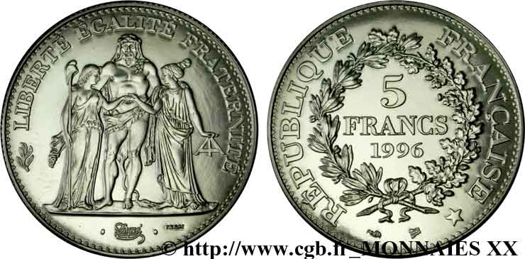 Essai de 5 francs Hercule de Dupré 1996 Pessac F.346/1 MS 