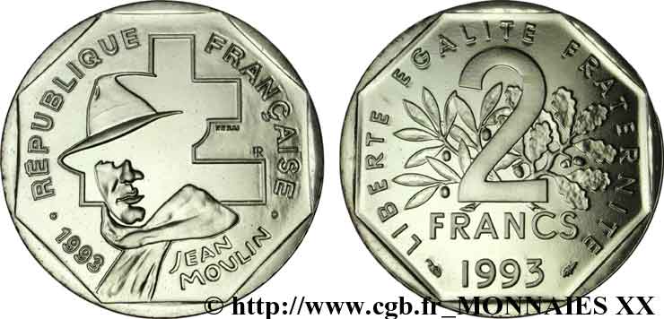 Essai de 2 francs Jean Moulin 1993 Pessac F.273/1 FDC 