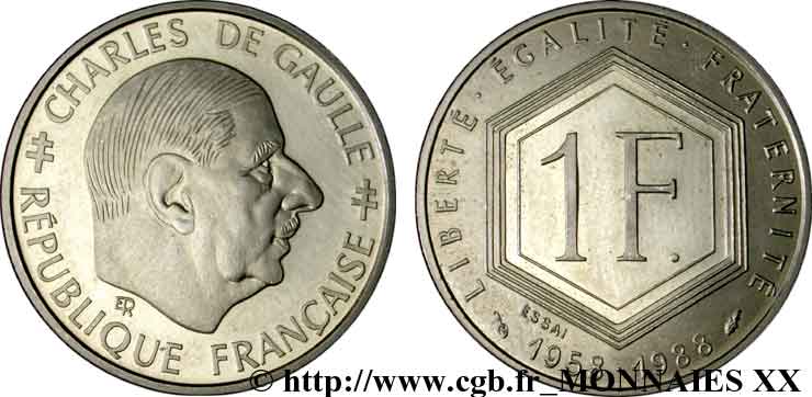 Essai de 1 franc De Gaulle 1988 Pessac F.227/1 ST 