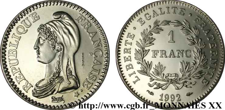 Essai de 1 franc République 1992 Pessac F.229/1 FDC 