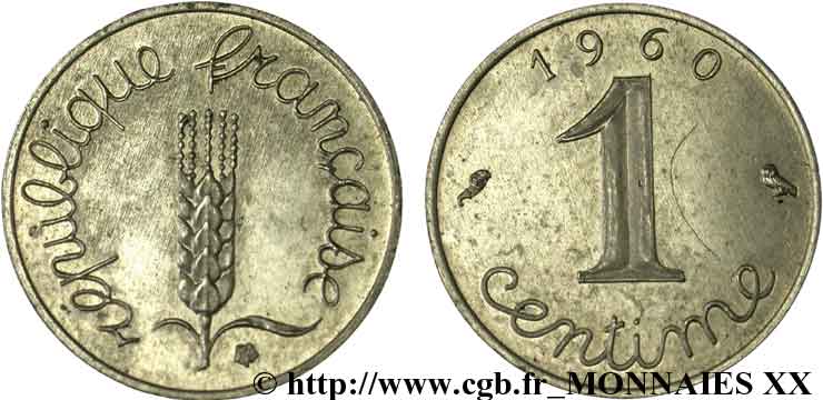 Pré-série sans le mot ESSAI de 1 centime épi 1960 Paris F.106/1 EBC 
