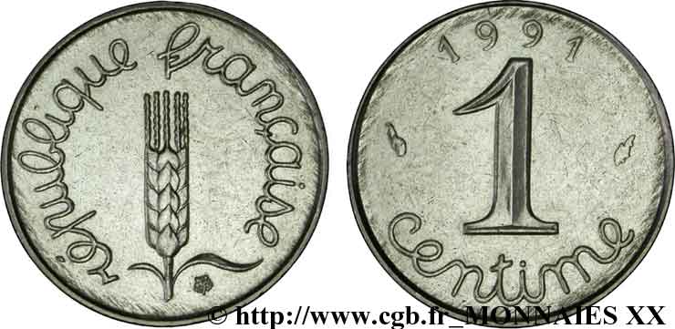 1 centime Épi, frappe monnaie 1991 Pessac F.106/48 SC 