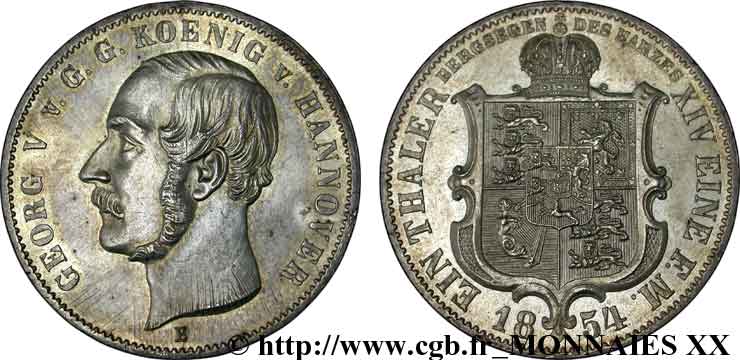 GERMANY - KINGDOM OF HANOVER - GEORGE V Thaler 1854 Hanovre AU 