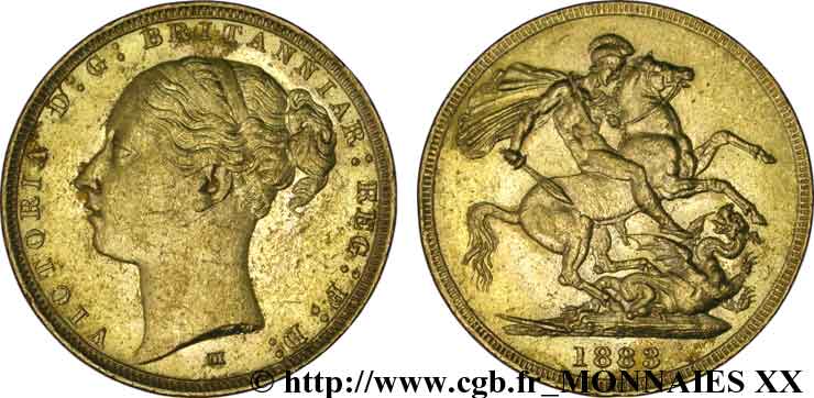 AUSTRALIE - VICTORIA Souverain tête jeune, (sovereign) 1883 Melbourne VZ 