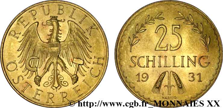 AUSTRIA - REPUBLIC 25 schillings 1931 Vienne MS 