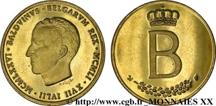 BELGIQUE - ROYAUME DE BELGIQUE - BAUDOUIN Ier Module de 20 francs Or, 25e anniversaire de règne 1976 Bruxelles fST 