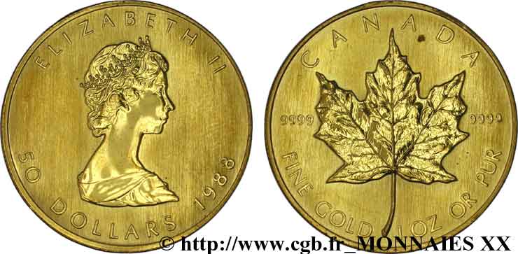 CANADA - ÉLISABETH II 50 dollars or  maple leaf  1998  MS 
