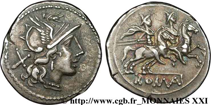 ROMAN REPUBLIC - ANONYMOUS Denier XF/AU