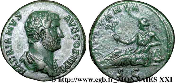 HADRIAN Moyen bronze, dupondius (MB, Æ 26) AU