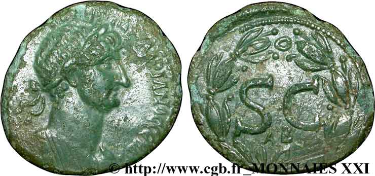 HADRIAN Bronze ou as, (MB, Æ25) AU