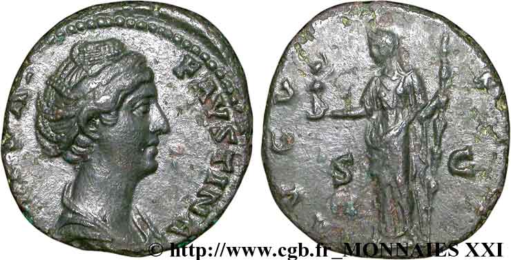 FAUSTINA MAJOR Moyen bronze, dupondius ou as, (MB, Æ 26) AU/XF