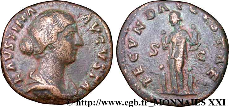 FAUSTINA GIOVANE Moyen bronze, dupondius ou as, (MB, Æ 24) q.BB