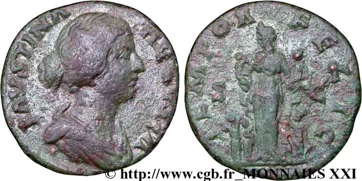 FAUSTINE JEUNE Moyen bronze, dupondius ou as, (MB, Æ 25) TB+