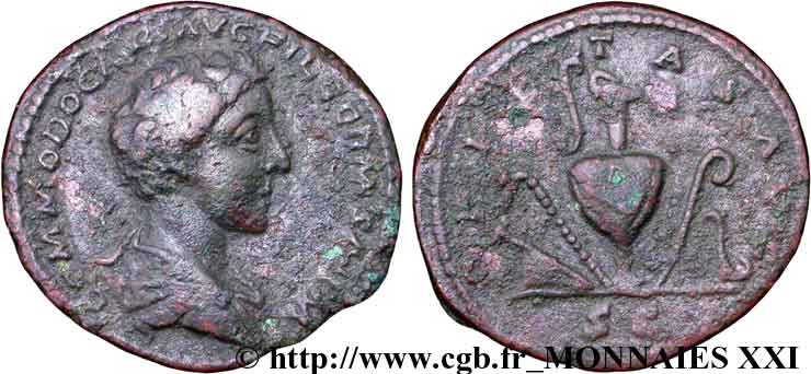 COMMODUS Moyen bronze, dupondius ou as, (MB, Æ 25) fSS