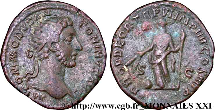 COMMODUS Dupondius, (MB, Æ 27) XF/VF