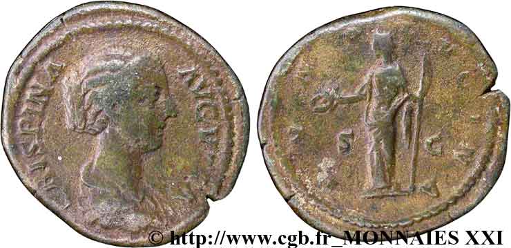 CRISPINA Moyen bronze, dupondius ou as (MB, Æ 27) BC+