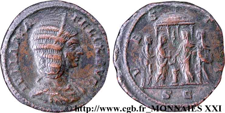 GIULIA DOMNA Moyen bronze, dupondius ou as, (MB, Æ 27) XF