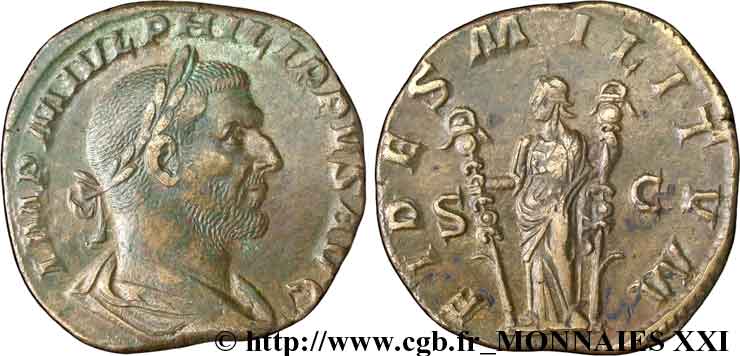 PHILIPPUS I. ARABS Sesterce, (GB, Æ 29) fVZ