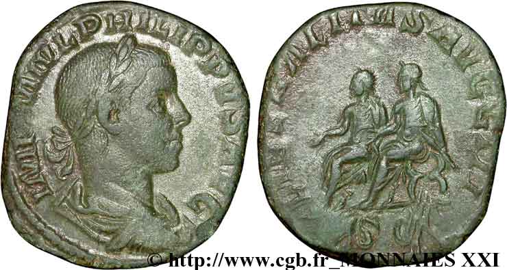 FILIPPO II FIGLIO Sesterce, (GB, Æ 29) AU