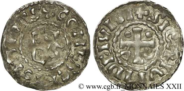 MAINE - COUNTY OF MAINE - COINAGE OF HERBERT I ÉVEILLE-CHIEN AND IMMOBILIZED IN HIS NAME Denier VF/XF