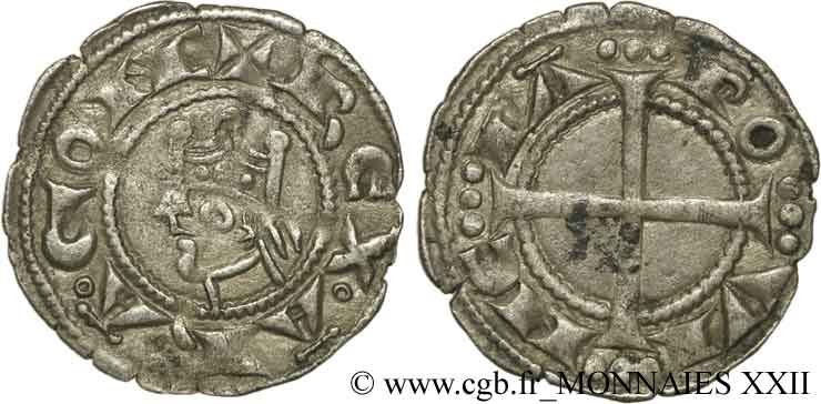 PROVENCE - COUNTY OF PROVENCE - ALFONSO II OF ARAGON (governor of Provence) Denier AU