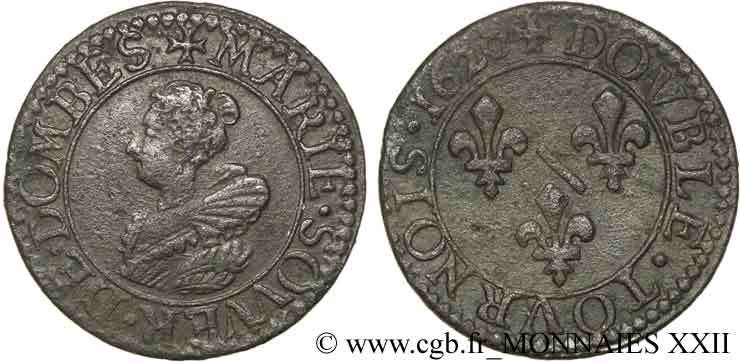 PRINCIPAUTY OF DOMBES - MARIE OF BOURBON-MONTPENSIER Double tournois SS