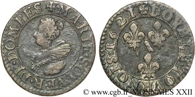 PRINCIPAUTY OF DOMBES - MARIE OF BOURBON-MONTPENSIER Double tournois XF