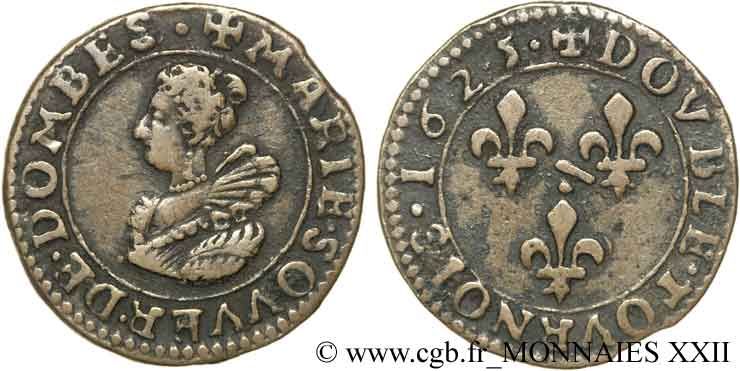 PRINCIPAUTY OF DOMBES - MARIE OF BOURBON-MONTPENSIER Double tournois XF