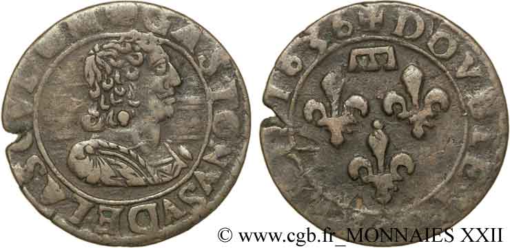 PRINCIPAUTY OF DOMBES - GASTON OF ORLEANS Double tournois, type 12 BB