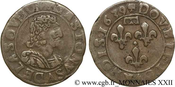DOMBES - PRINCIPALITY OF DOMBES - GASTON OF ORLEANS Double tournois, type 12 VF