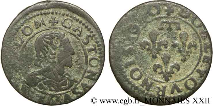 DOMBES - PRINCIPALITY OF DOMBES - GASTON OF ORLEANS Double tournois, type 14 VF