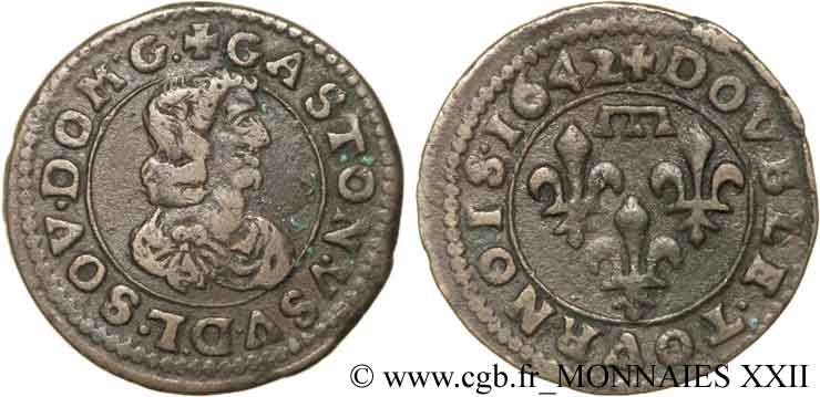 PRINCIPAUTY OF DOMBES - GASTON OF ORLEANS Double tournois, type 16 SS